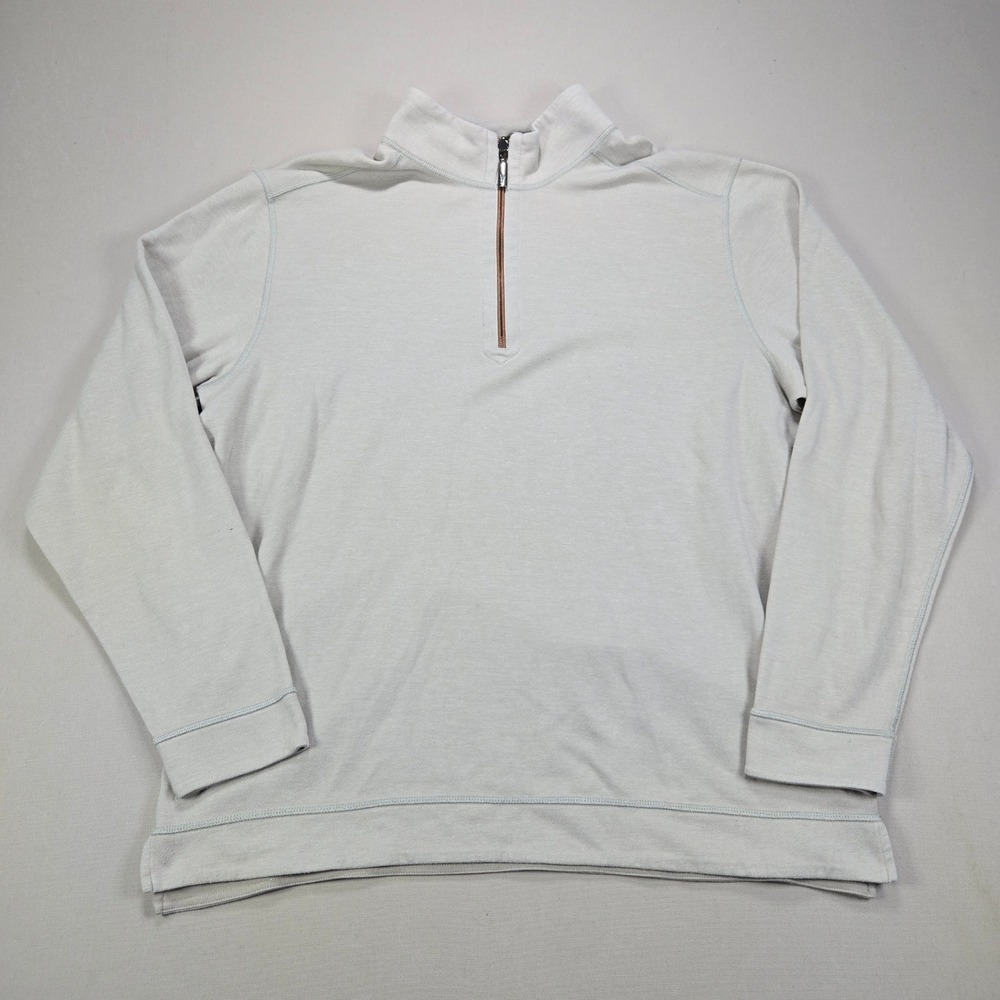 Tommy Bahama Pullover Quarter Zip Coastal Solid Gray Mens Size XL